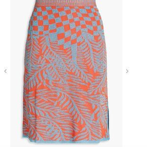 NWT Diane Von Furstenberg Cruz Metallic Jacquard-Knit Skirt (XL)